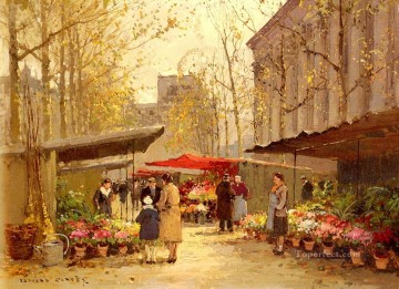 París Painting - Mercado de flores de la CE en la madeleine Paris